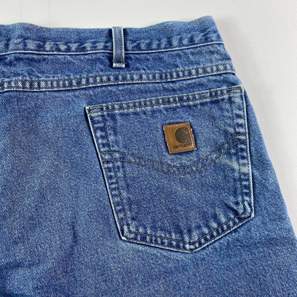Carhartt Jeans Mens 42/30 UB170 DST Workwear‎ Blue Denim USA Union Made Hemmed